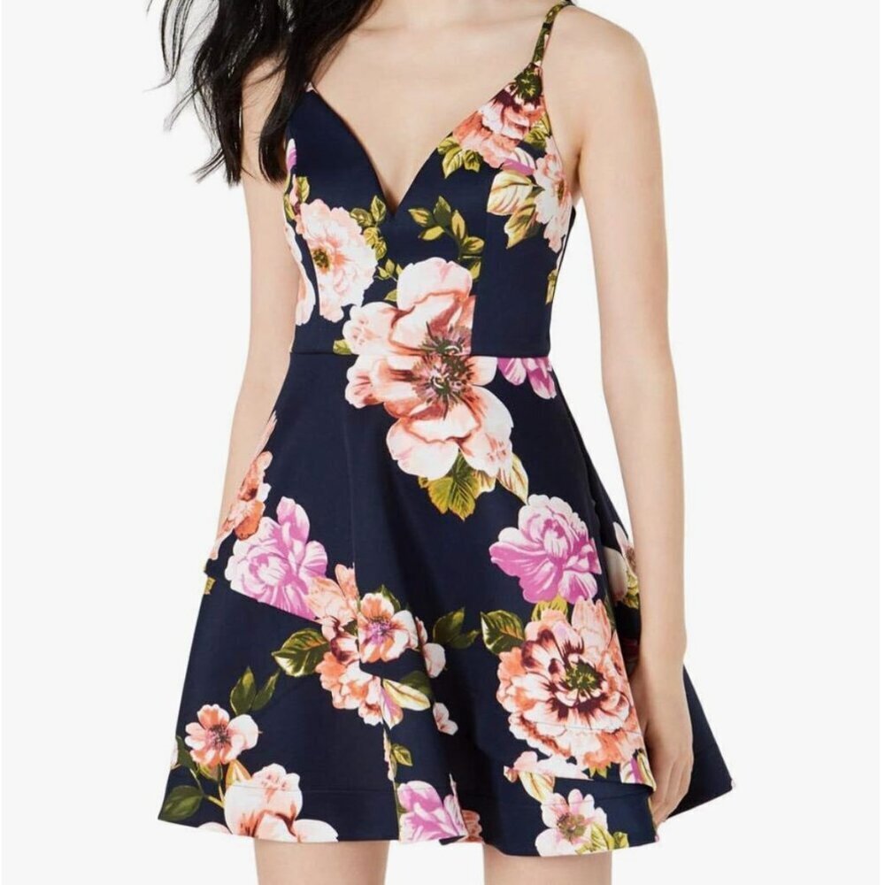 NWT Speechless Navy Floral Dress Small Junior Size 5